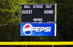Net worth tracking demonstrated by a baseball scoreboard