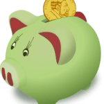 A green piggy bank with a coin going in, illustrating saving for America Saves Week.