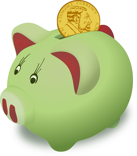 A green piggy bank with a coin going in, illustrating saving for America Saves Week.
