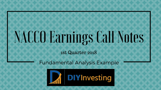 NACCO Earnings call notes title image for the 1st quarter of 2018.