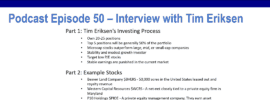 Interview with Tim Eriksen Episode50 Summary