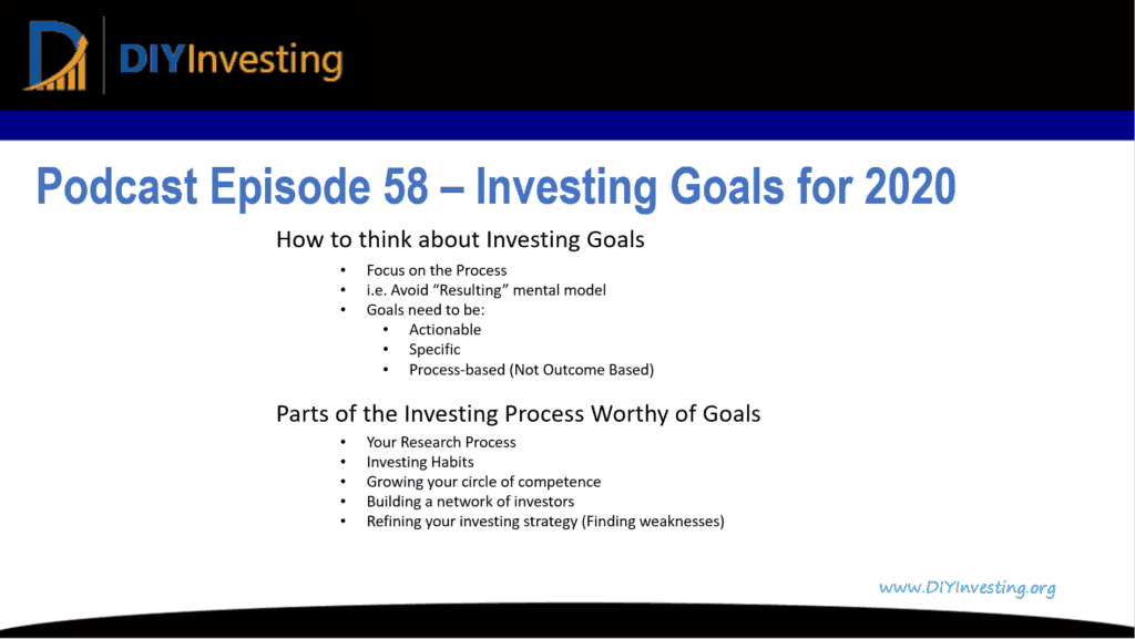 Investing Goals for 2020 covers my personal investing goals in five key categories: research process, investing habits, circle of competence, building a network of investors, investing strategy