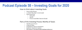 Investing Goals for 2020 covers my personal investing goals in five key categories: research process, investing habits, circle of competence, building a network of investors, investing strategy