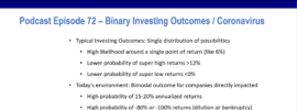 Episode 72 Summary Binary Investing Outcomes during Coronavirus with a focus on the difference between a normal statistical distribution and a bimodal distribution of results
