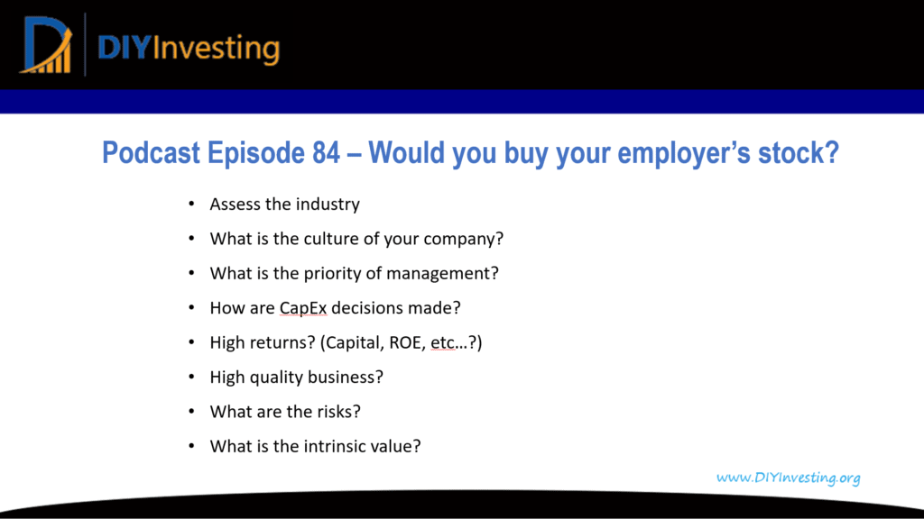 Podcast episode 84 summary image Would you buy your employer's stock?