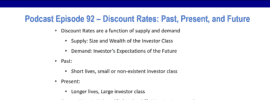 Podcast episode 92 summary on discount rates past, present, and future