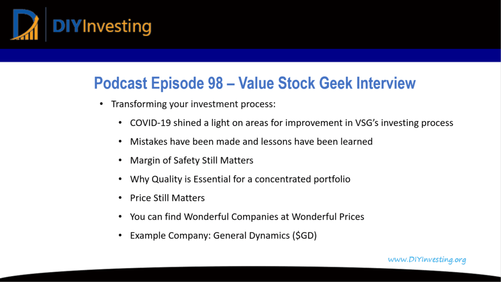 Podcast episode 98 - Value Stock Geek Interview - Wonderful Companies at Wonderful Prices