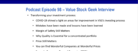 Podcast episode 98 - Value Stock Geek Interview - Wonderful Companies at Wonderful Prices