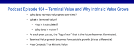 Podcast Episode 104 Terminal Value and Why Intrinsic Value Grows. There is a value differential between terminal value growth rates and forecasted growth rates.