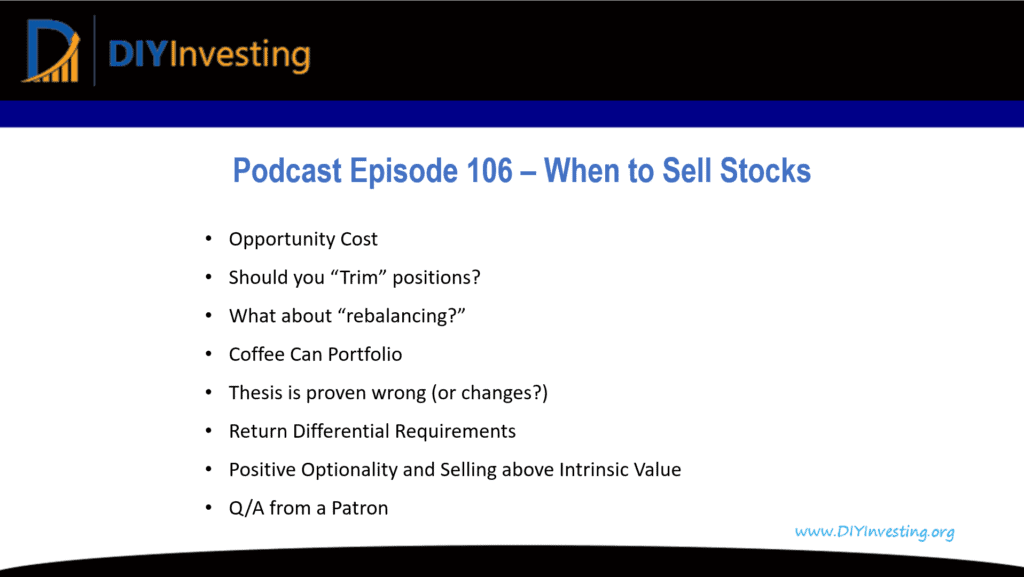 Podcast episode 106 when to sell stocks.