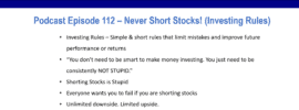 Podcast episode 112 - Never short stocks (A key investing rule)