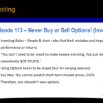 Podcast episode 113 - Never buy or sell options (A key investing rule)