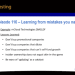 Podcast episode 116 - Learning from mistakes you narrowly avoid using mCloud Technologies $MCLDF as an example