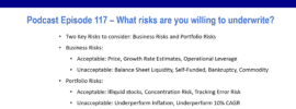 Podcast episode 117 - What risks are you willing to underwrite