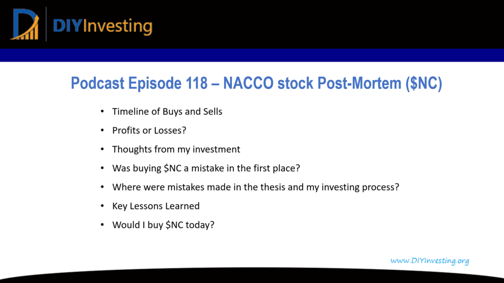 Podcast Episode 118 - NACCO stock post-mortem analysis on what went wrong in my investment