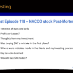 Podcast Episode 118 - NACCO stock post-mortem analysis on what went wrong in my investment